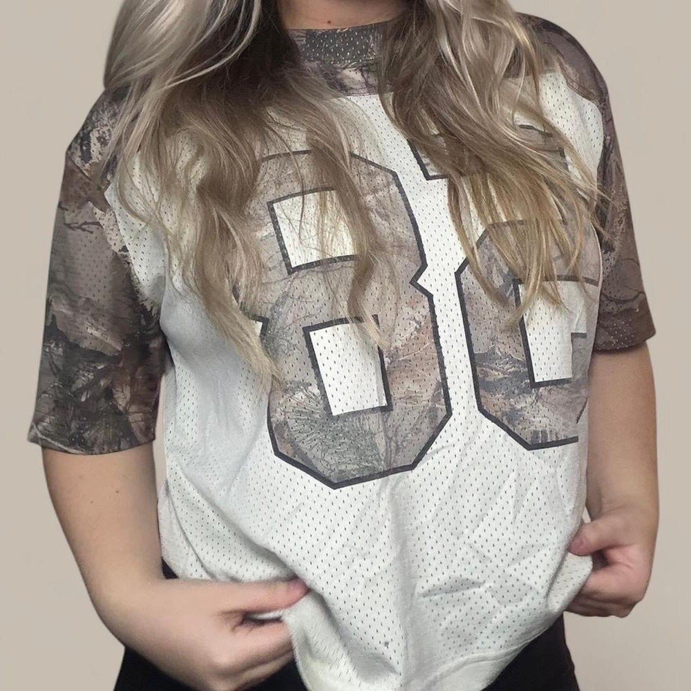 Hollister White and Camouflage Jersey Top